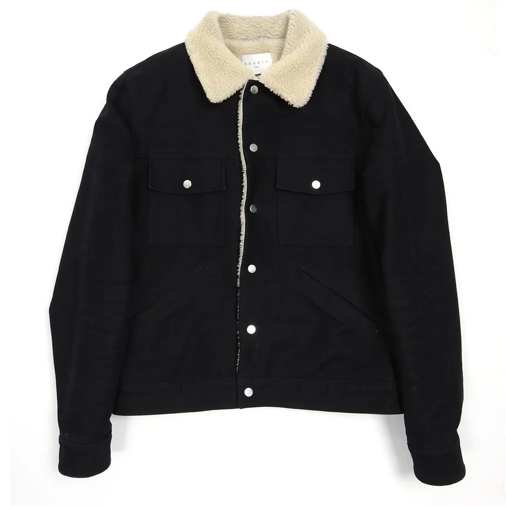 Men's Black Sherpa Collar Jacket